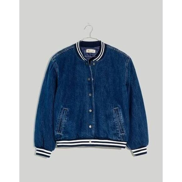 Madewell Denim Varsity Jacket / Small - Picture 1 of 5